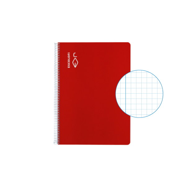 Cuaderno Escolofi 50 h. 4º cuadr. 4 margen Rojo