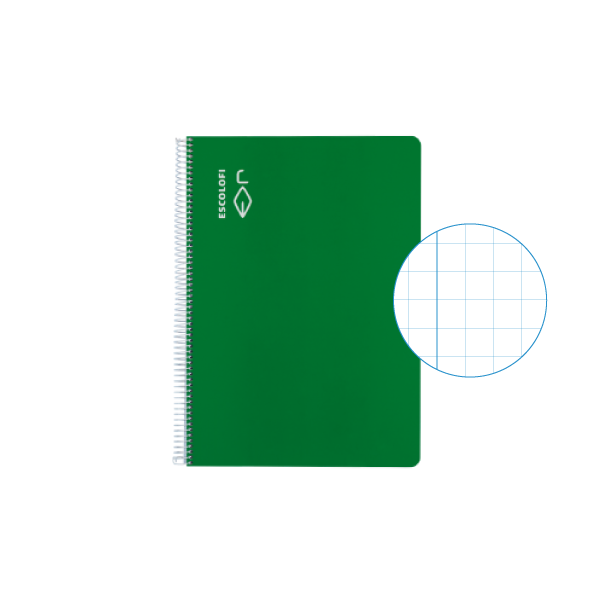 Cuaderno Escolofi 50 h. 4º cuadr. 8 margen Verde