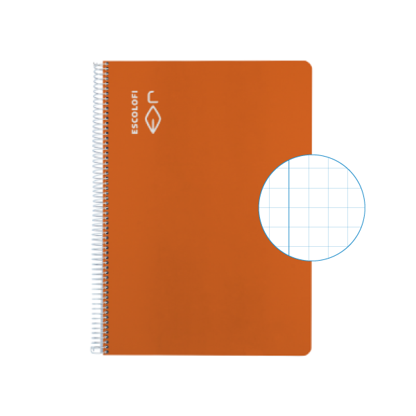 Cuaderno Escolofi fº 50 h. cuadrícula 8x8 margen Naranja
