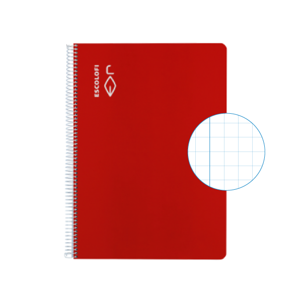 Cuaderno Escolofi fº 50 h. cuadrícula 8x8 margen Rojo