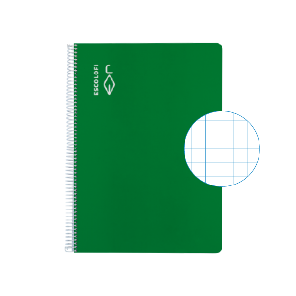Cuaderno Escolofi fº 50 h. cuadrícula 8x8 margen Verde