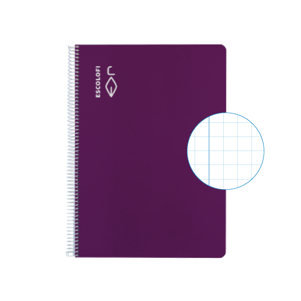 Cuaderno Escolofi fº 50 h. cuadrícula 8x8 margen Violeta