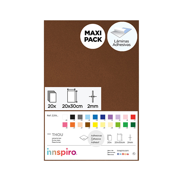 Bolsa 20 planchas goma eva adh. 20x30 cm. Marron (1)