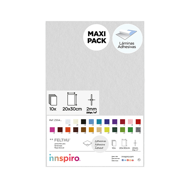 Pack 10 planchas fieltro adh.20x30 cm. Blanco (1)