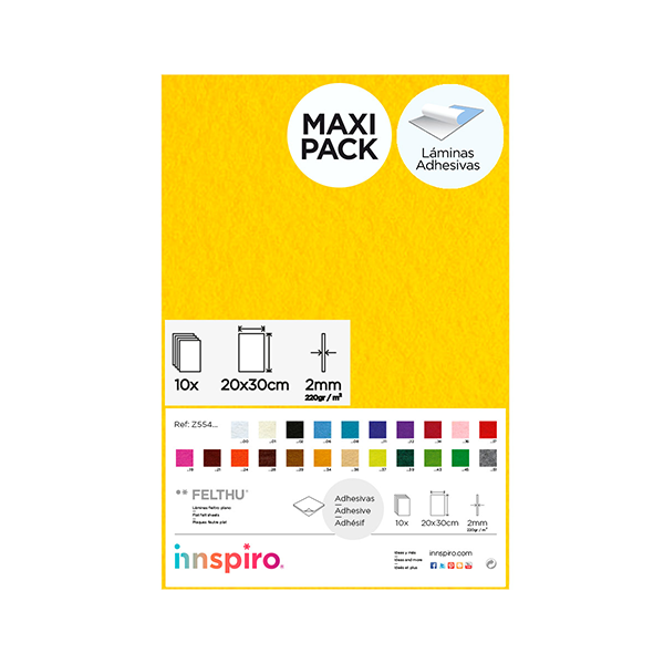 Pack 10 planchas fieltro adh.20x30 cm. Amarillo (1)