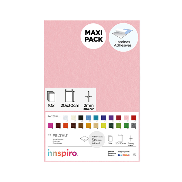 Pack 10 planchas fieltro adh.20x30 cm. Rosa  (1)