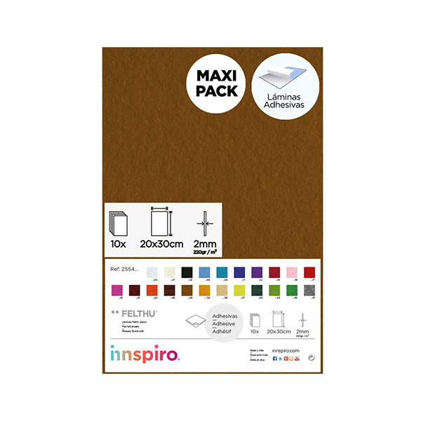 Pack 10 planchas fieltro adh.20x30 cm. Marrón  (1)