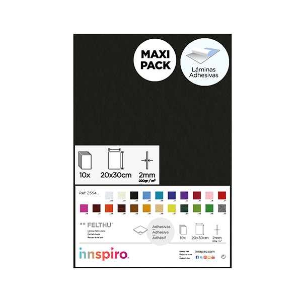 Pack 10 planchas fieltro adh.20x30 cm. Negro  (1)