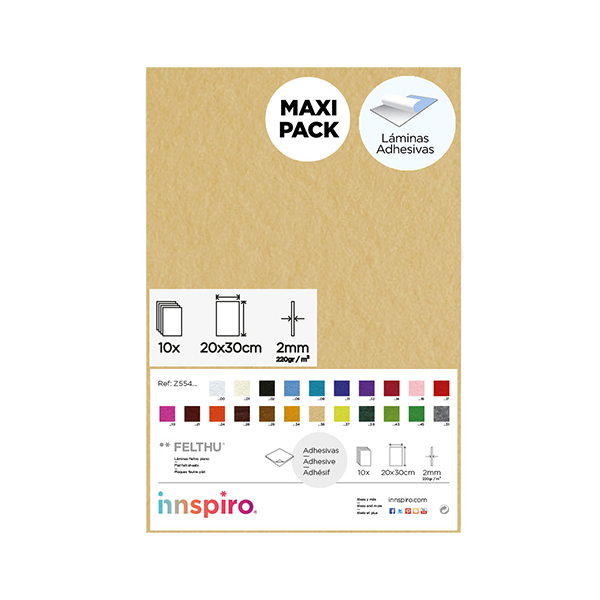 Pack 10 planchas fieltro adh.20x30 cm. Meloc  (1)