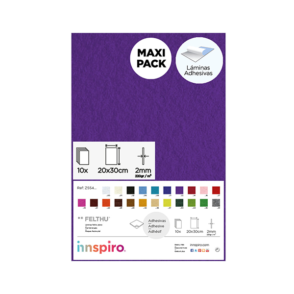 Pack 10 planchas fieltro adh.20x30 cm. Violeta  (1)