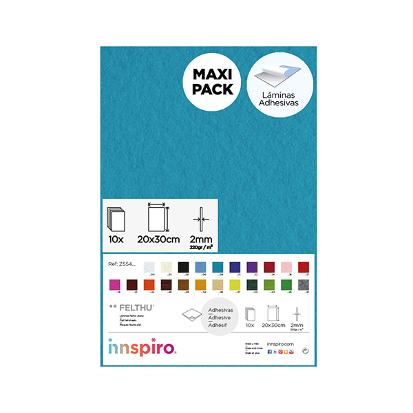 Pack 10 planchas fieltro adh.20x30 cm. Turqu  (1)