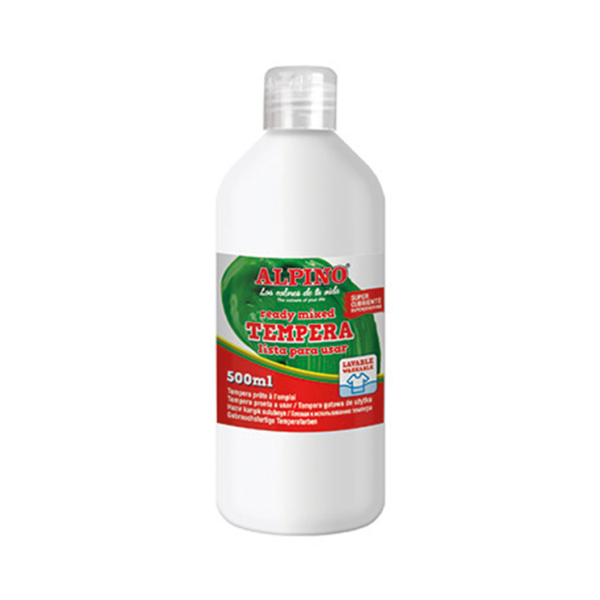 Témpera superlavable Alpino 500 ml. Blanca (6)