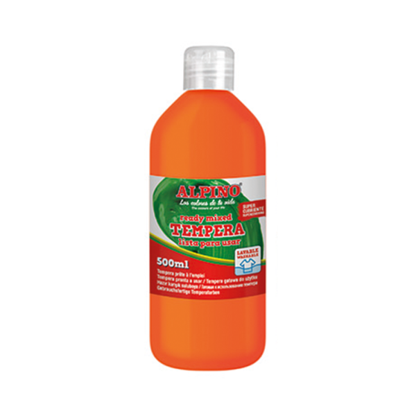 Témpera superlavable Alpino 500 ml. Naranja (6)