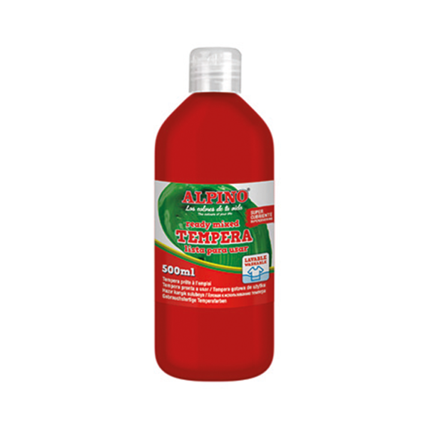 Témpera superlavable Alpino 500 ml. Roja (6)