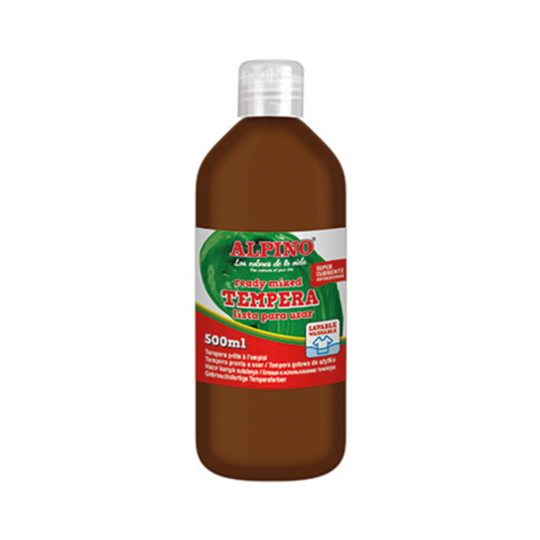 Témpera superlavable Alpino 500 ml. Marrón (6)