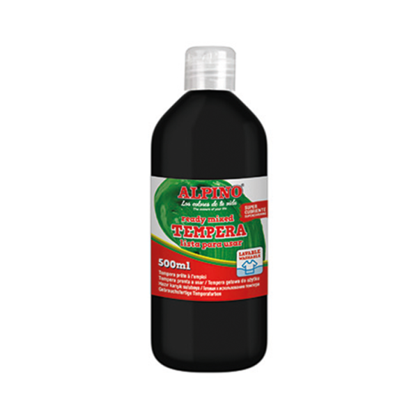 Témpera superlavable Alpino 500 ml. Negro (6)