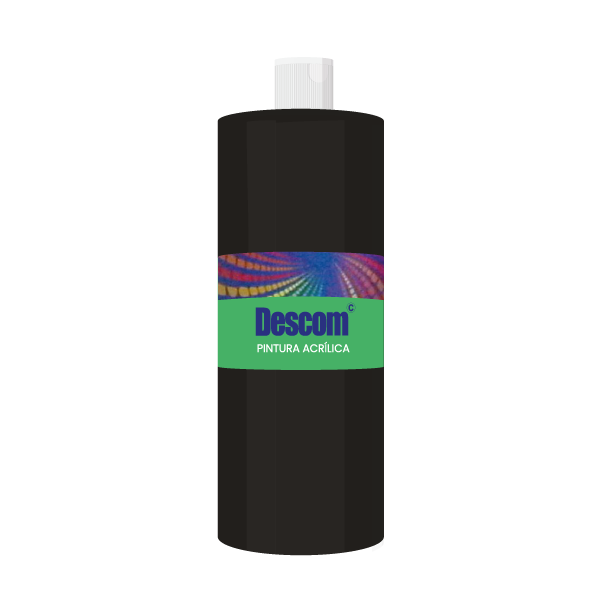 Pint. acrílica Descom 500 ml. Negro (10)