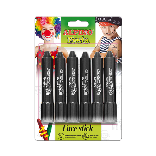 Blíster 6 barras maquillaje Face Stick Negro (20)