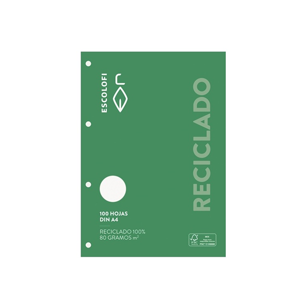 Recambios Escolofi reciclado Green A4 100 h 80 g