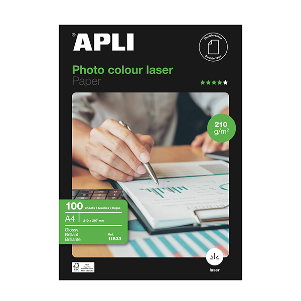 Apli gloosy láser doble cara A4 100 h. 210 g