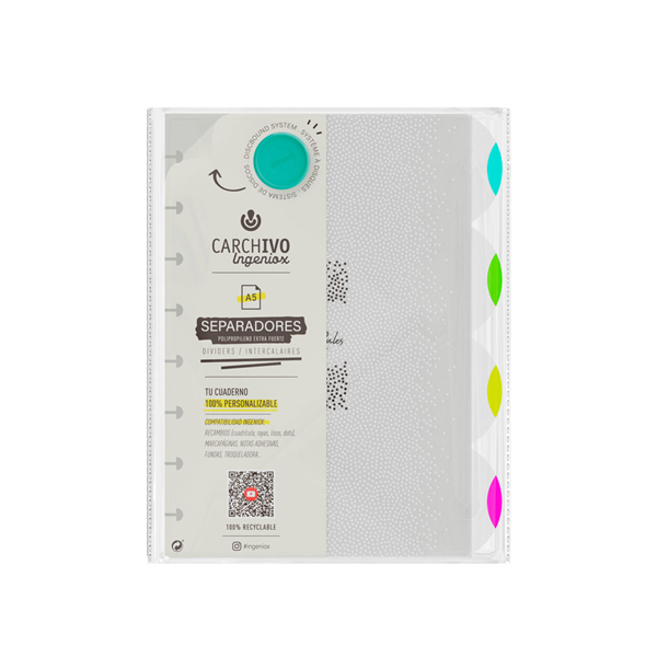 Separadores cuaderno Ingeniox. Juego 4