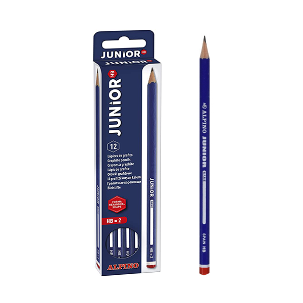 Lápiz Alpino Junior con goma Nº2 HB. Caja 12 u.