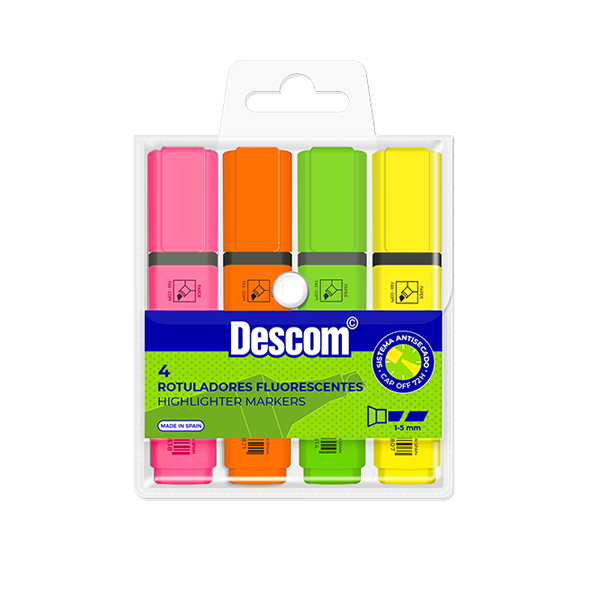 Marcador fluorescente Descom. 4 u.