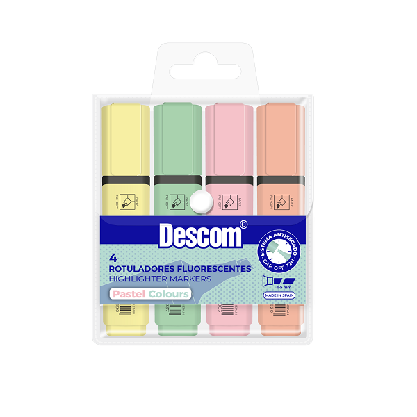 Marcador fluorescentes pastel Descom. 4 u.