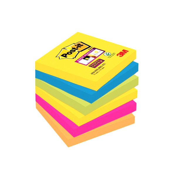 Pack 6 post-it súper sticky Rio Janeiro 76x76 mm.