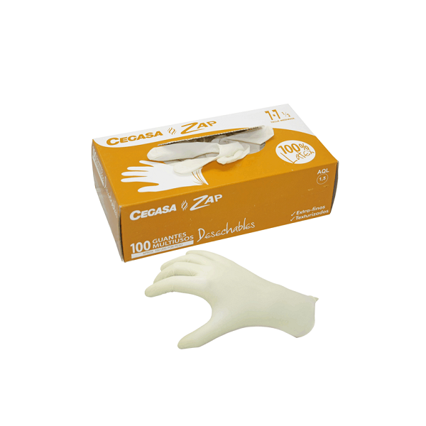 Guantes látex Cegasa zap. T/mediana 7 / 7.5