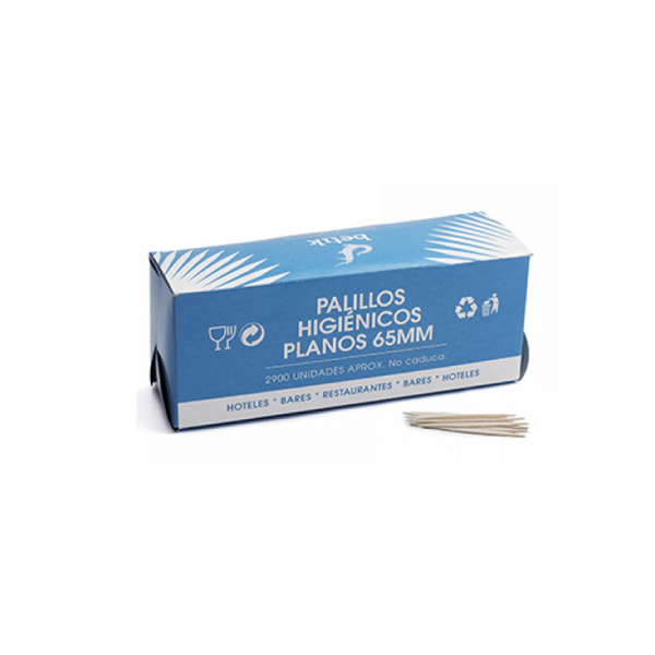 Palillos planos higiénicos 65 mm Caja 2500 u.