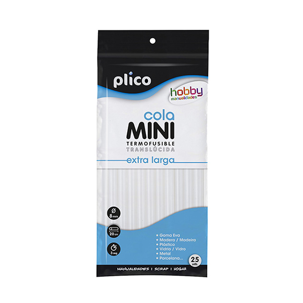 Cola Plico barra mini extra larga 8 mm.Ø. Blíster 25