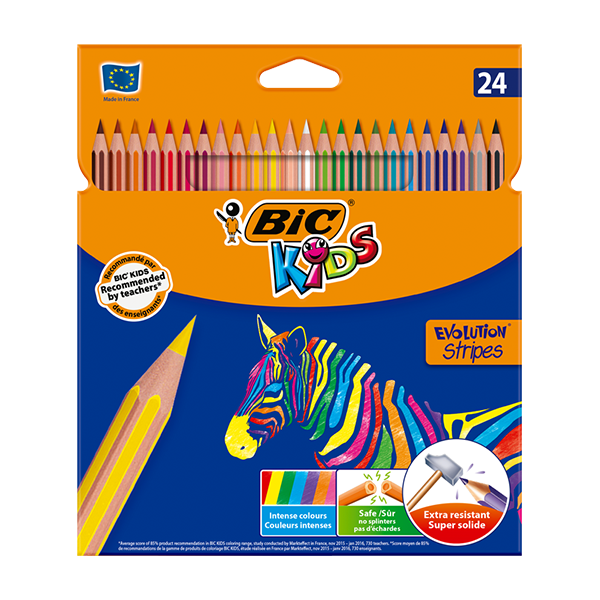 Lápices colores Bic Evolution Stripes 24 u.