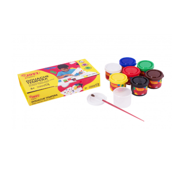 Témpera 7 botes 35 ml color. surt. + pincel