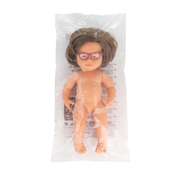 Muñeca europea 38 cm. con gafas