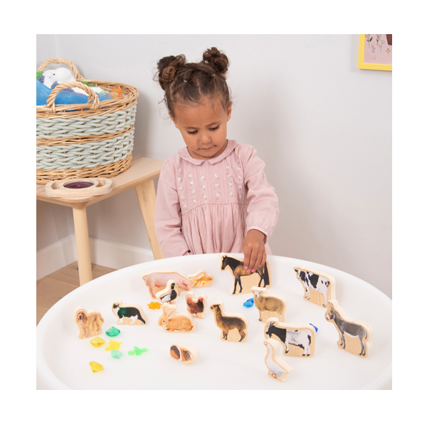 Set 15 bloques madera animales domésticos