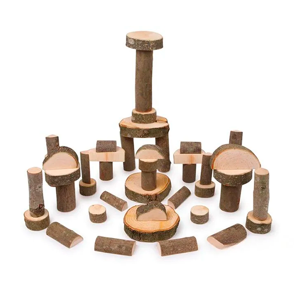 Bloques construcción madera natural 50 u.