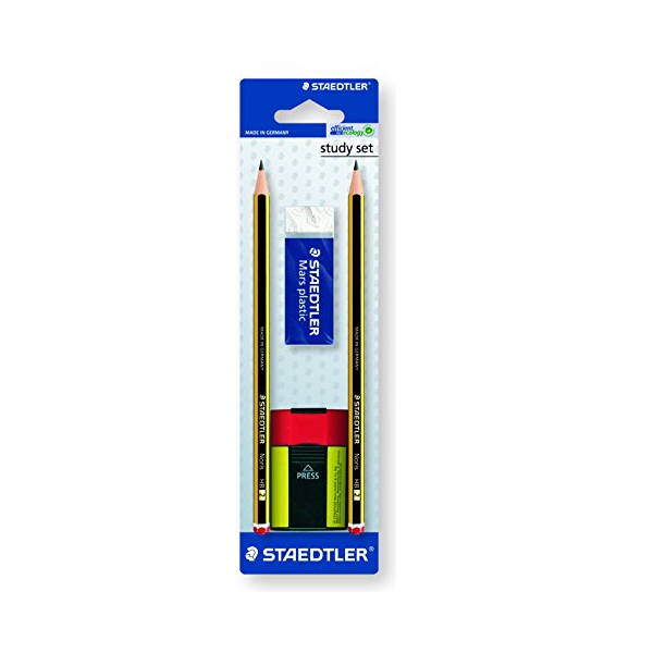 Blíster Staedtler 2 lápices Nº2 + goma + afilalápiz