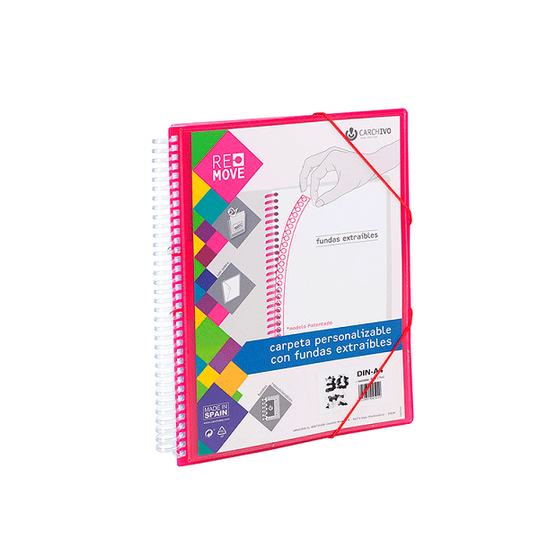 Carpeta multif. espiral A4 Remove 30 h. Rojo Granate (2)
