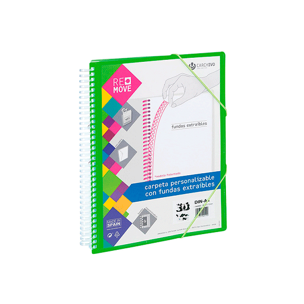 Carpeta multif. espiral A4 Remove 30 h. Verde Fluor (2)