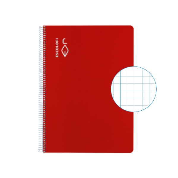 Cuaderno Escolofi fº 50 h. cuadrícula 6x6 margen Rojo