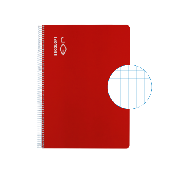 Cuaderno Escolofi fº 50 h. cuadrícula 8x8 margen Rojo