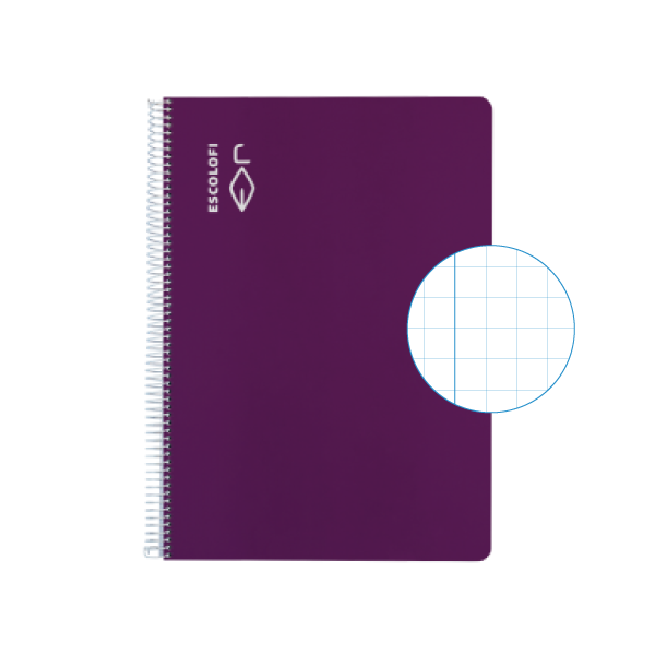 Cuaderno Escolofi fº 50 h. cuadrícula 8x8 margen Violeta