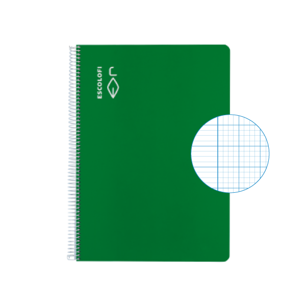 Cuaderno Escolofi fº 50 h. milim. 2x2x16 margen Verde