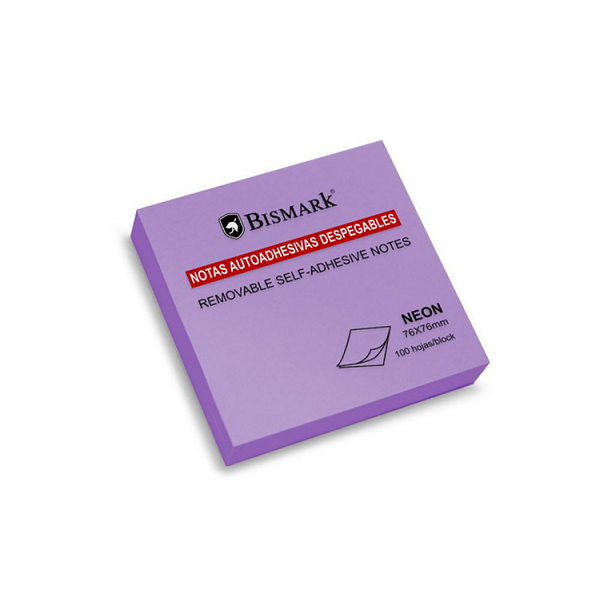 Notas adhesivas neon 76x76 80 hojas morado (12/216)