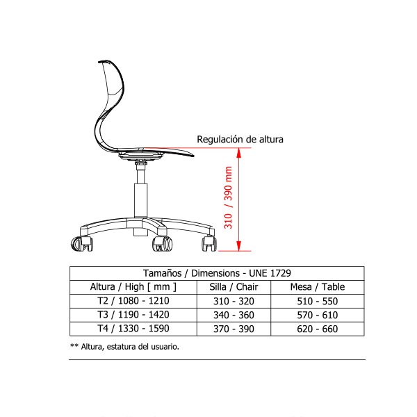 Silla baja giratoria Mia Mini Lift Blanco Marfil