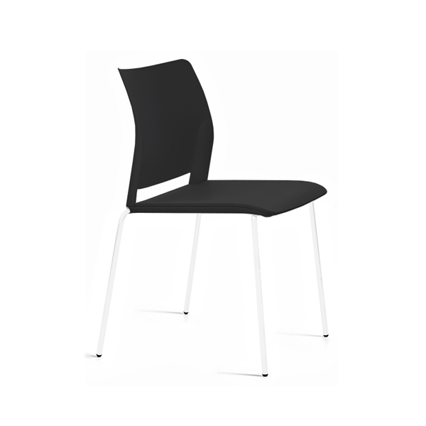 Silla Alpha 600 plást. patas blancas asiento Negro