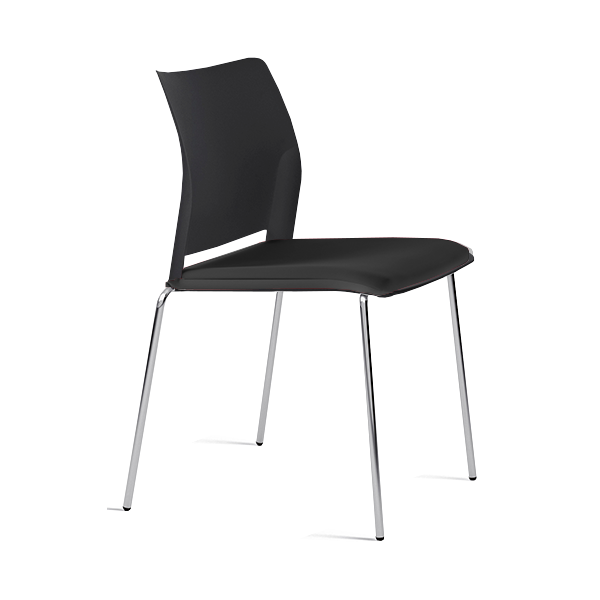 Silla Alpha 600 patas crom. resp. plást. asiento tapiz. Negro