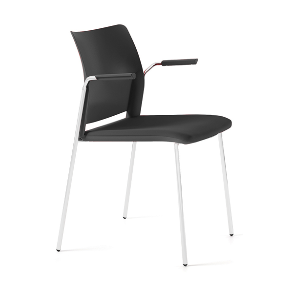 Silla Alpha 605 patas blancas resp. plást. asiento tapiz. Negro