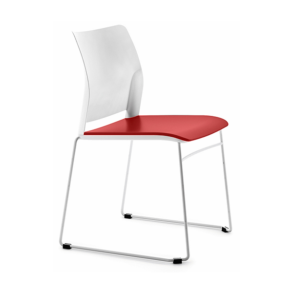 Silla Alpha 601 patas crom. resp. plást. asiento tapiz. Rojo